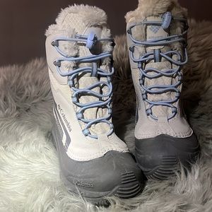 Columbia rain/snow/cold weather boots. Multicolor, adjustable nylon cord lace